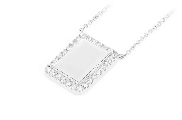 0.15CTW Rectangle Diamond Border Necklace Pendant  customdiamjewel   