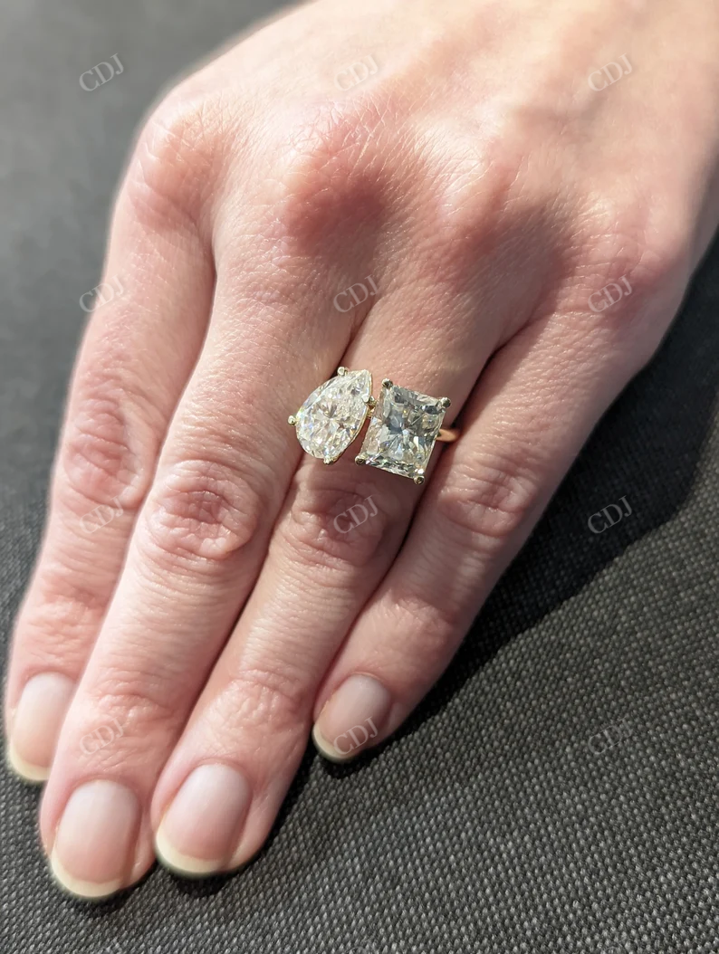 Double Stone Engagement Moissanite Ring  customdiamjewel   