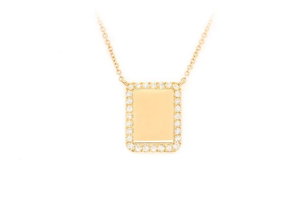 0.15CTW Rectangle Diamond Border Necklace Pendant  customdiamjewel   