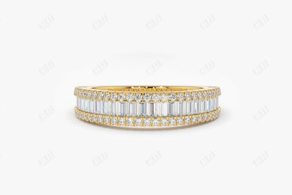 0.75CTW Baguette Cut Lab Grown Diamond Half Eternity Wedding Band  customdiamjewel 10KT Yellow Gold VVS-EF