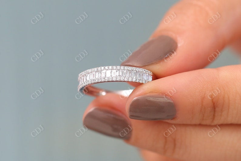 0.75CTW Baguette Cut Lab Grown Diamond Half Eternity Wedding Band  customdiamjewel   