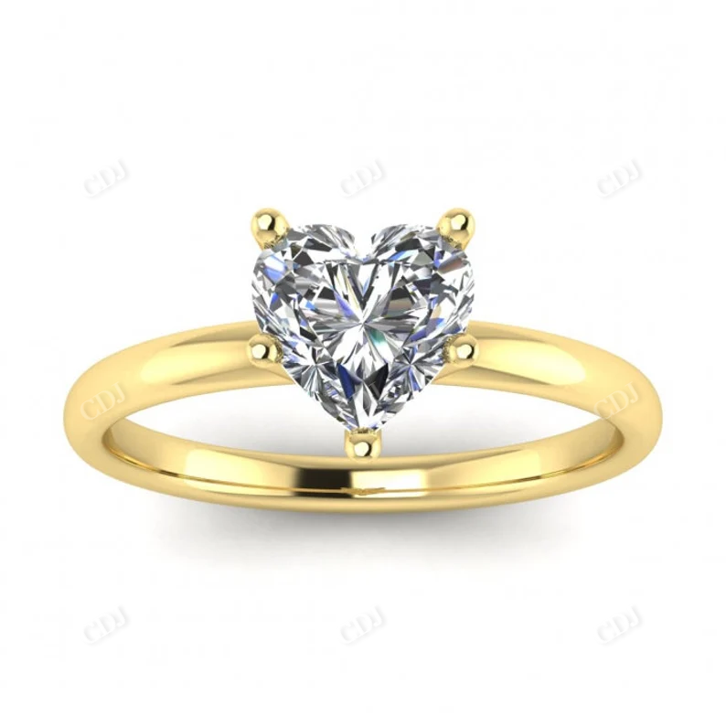 Classic Heart Shaped Moissanite Engagement Ring  customdiamjewel 10 KT Yellow gold VVS-EF