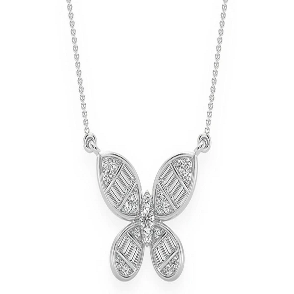 0.33CTW Butterfly Baguette Necklace Pendant  customdiamjewel   