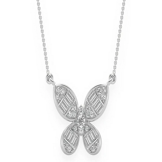 0.33CTW Butterfly Baguette Necklace Pendant  customdiamjewel   