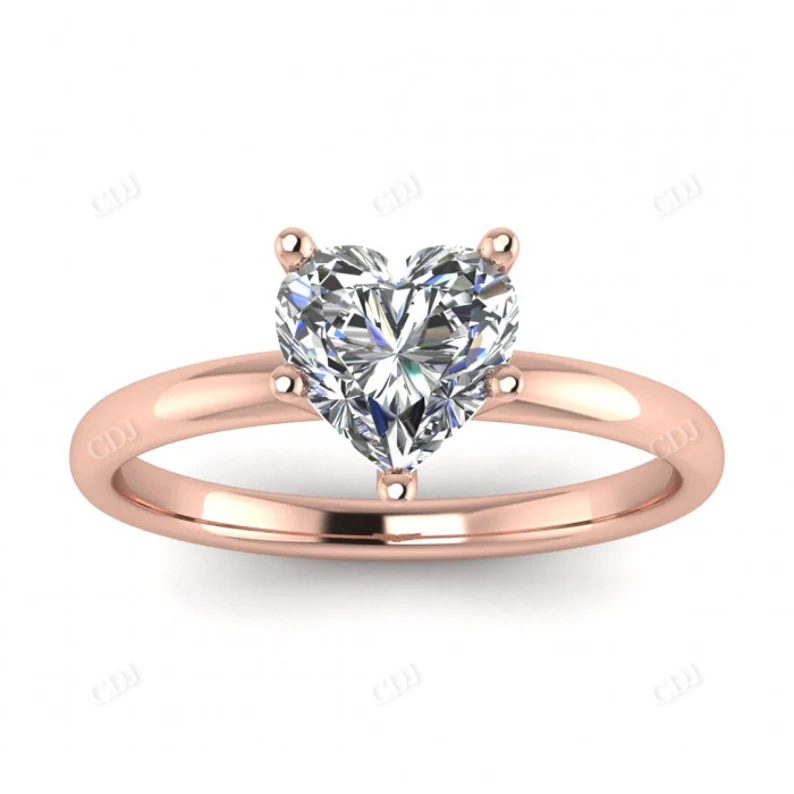 Classic Heart Shaped Moissanite Engagement Ring  customdiamjewel 10 KT Rose Gold VVS-EF