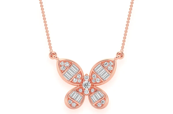 0.33CTW Butterfly Baguette Necklace Pendant  customdiamjewel   