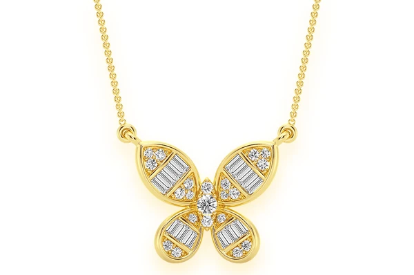 0.33CTW Butterfly Baguette Necklace Pendant  customdiamjewel   