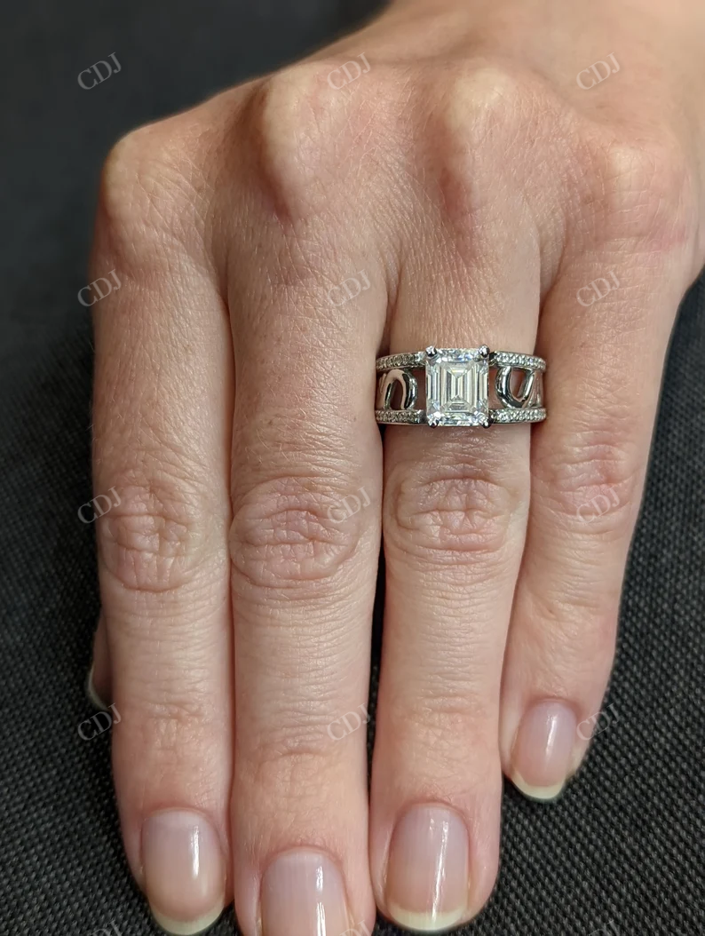 Vintage Art Deco Emerald Cut Moissanite Ring  customdiamjewel   