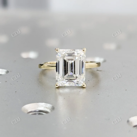 Solitaire Emerald Cut Moissanite Engagement Ring  customdiamjewel 10 KT Yellow Gold VVS-EF