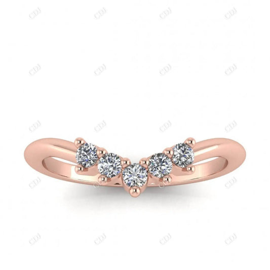 0.15CTW Round Lab Grown Diamond Curved Wedding Band  customdiamjewel 10KT Rose Gold VVS-EF