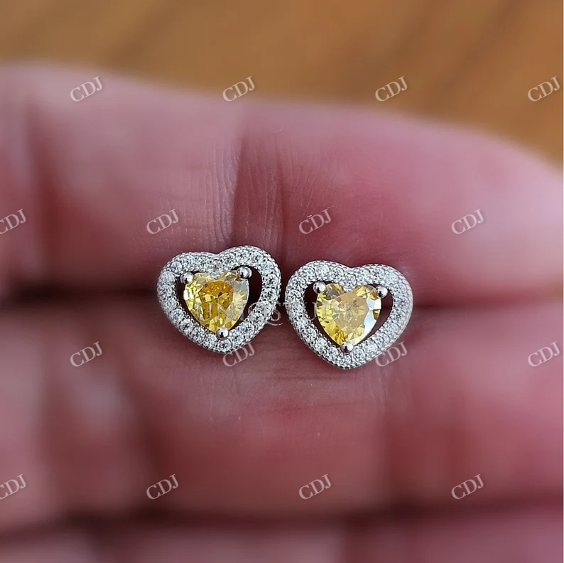 0.2CT Moissanite Heart Cut Diamond Stud Earring  customdiamjewel   