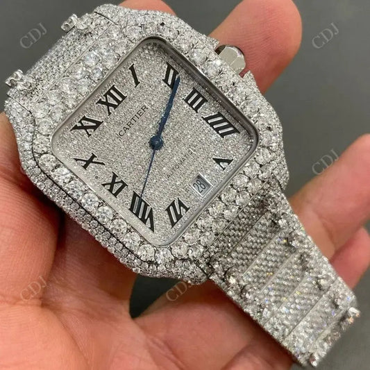 Fully Iced Out Stainless Steel Studded Diamond Watch  customdiamjewel   