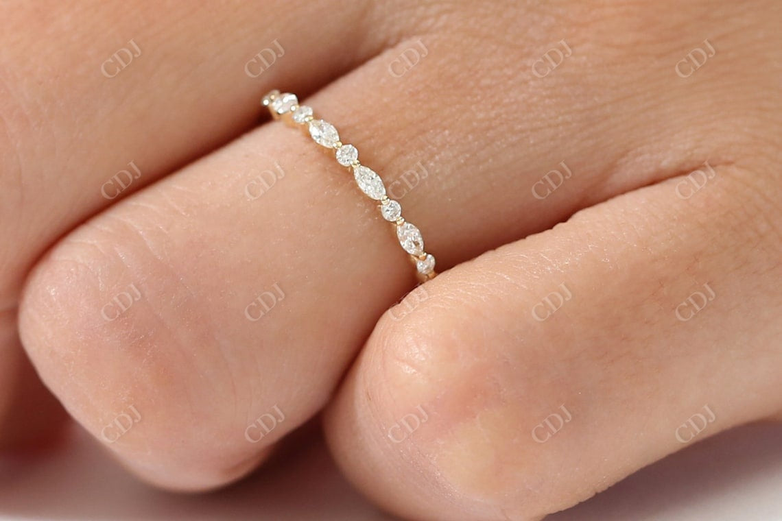 0.28CTW Marquise And Round Cut Natural Diamond Eternity Wedding Band  customdiamjewel   