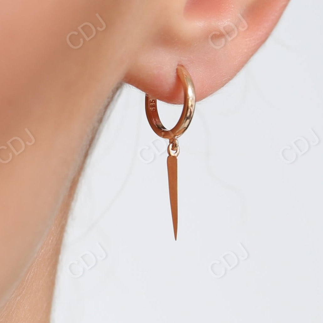 Minimalist Elongated Triangle Gold Dangle Moissanite Earrings  customdiamjewel   