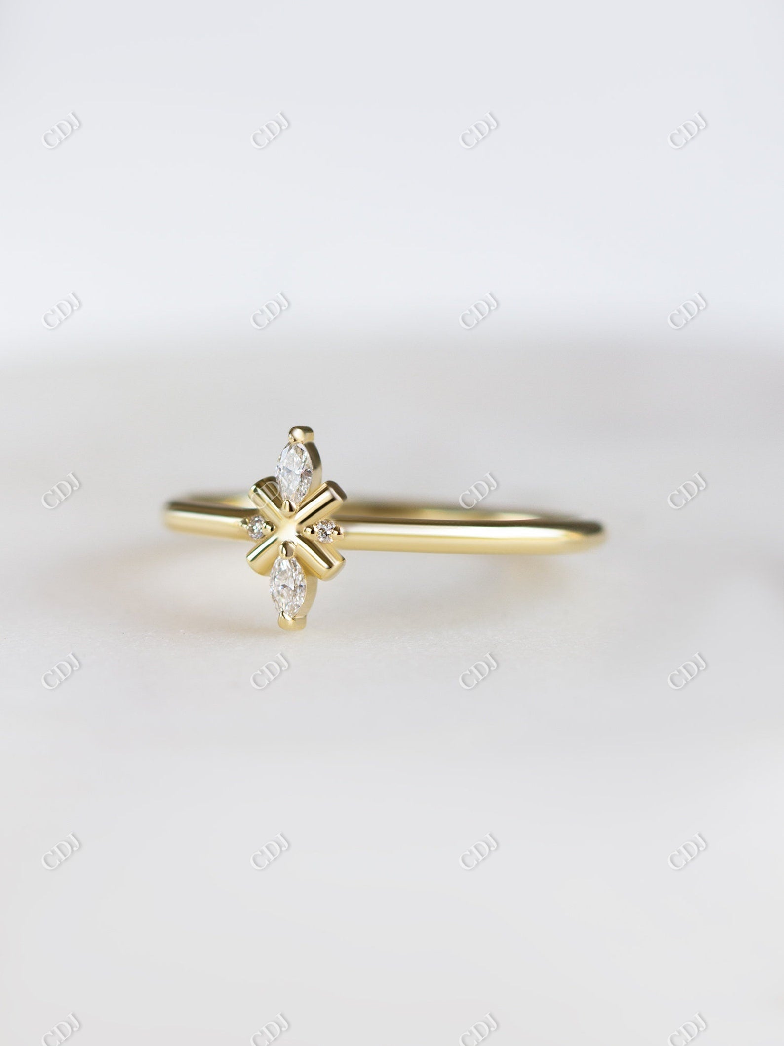 0.06CTW Marquise And Round Cut Moissanite Statement Ring  customdiamjewel   