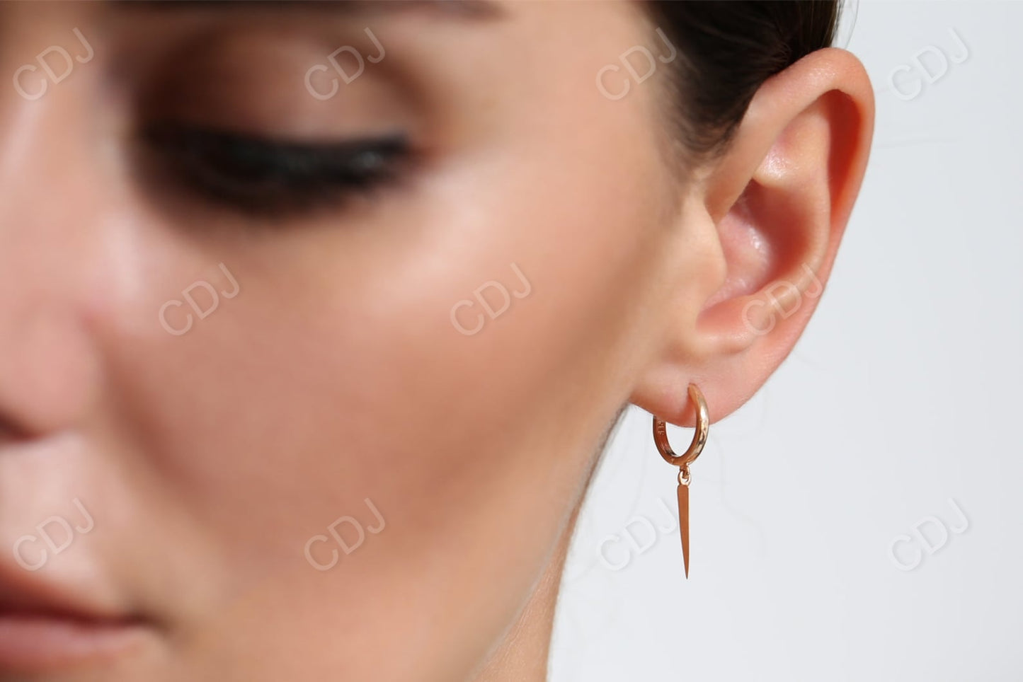 Minimalist Elongated Triangle Gold Dangle Moissanite Earrings  customdiamjewel   