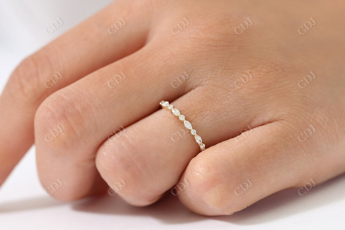 0.28CTW Marquise And Round Cut Natural Diamond Eternity Wedding Band  customdiamjewel   