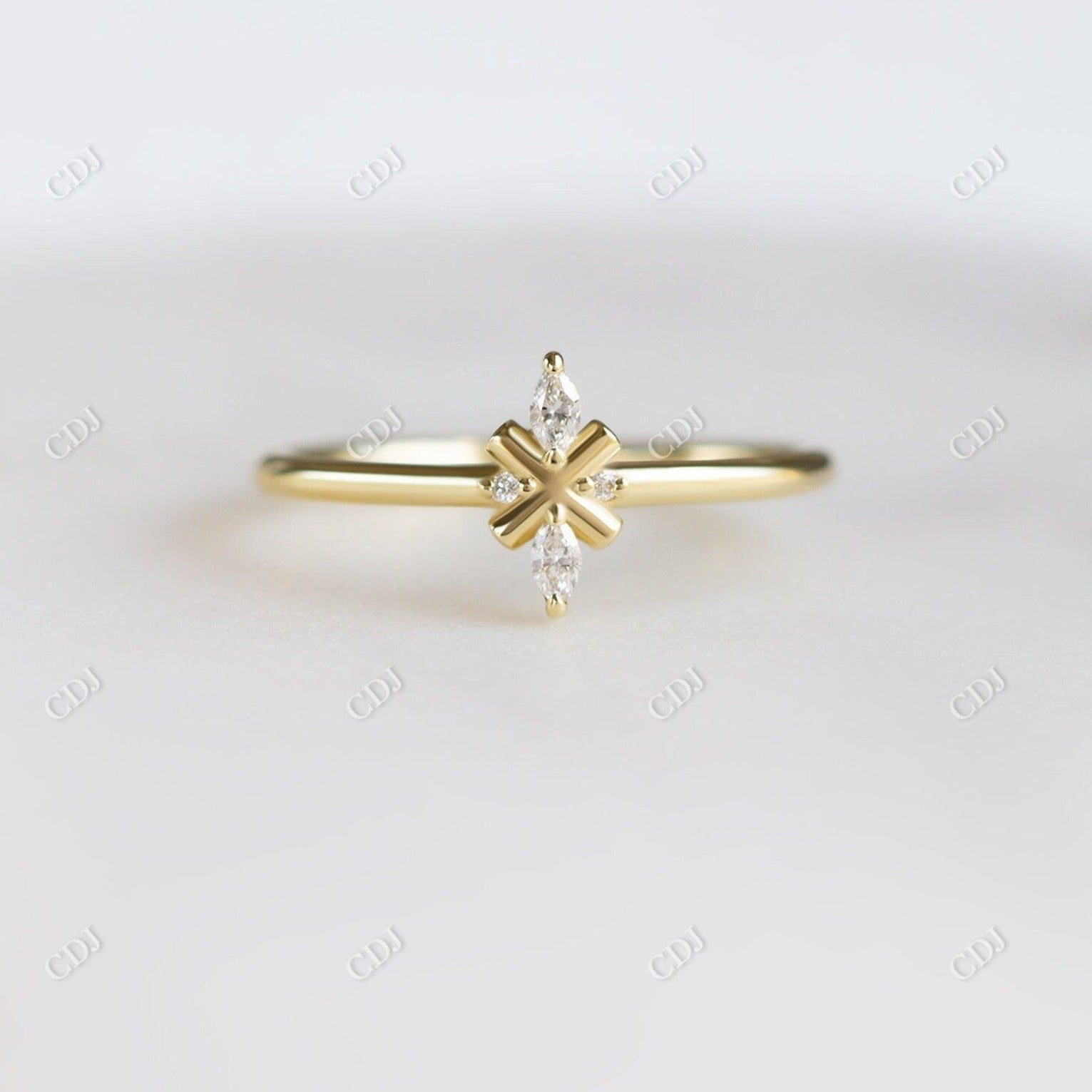 0.06CTW Marquise And Round Cut Moissanite Statement Ring  customdiamjewel   