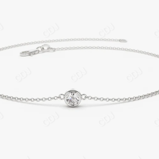 Solitaire Natural Diamond Bezeled Set Bracelet  customdiamjewel 10 KT Solid Gold White Gold VVS-EF