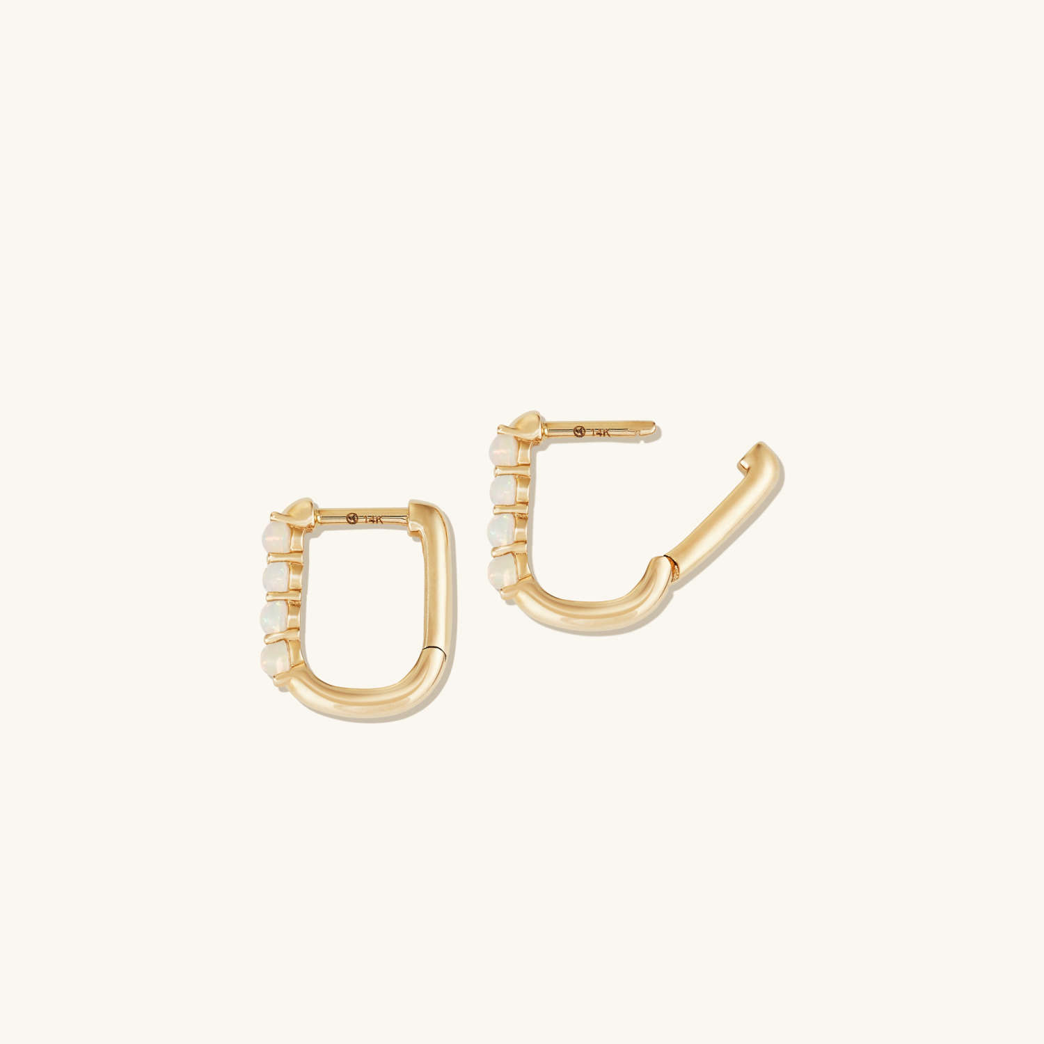 Opal U Shape 14K Solid Gold Hoops Earrings  customdiamjewel   