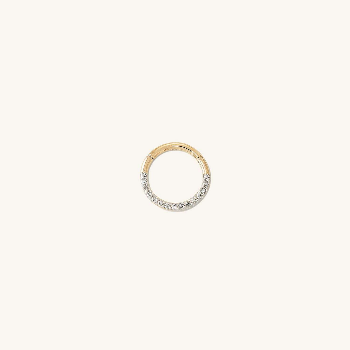 Half Pave Natural Diamond 14K Solid Gold Hoop Earrings  customdiamjewel   