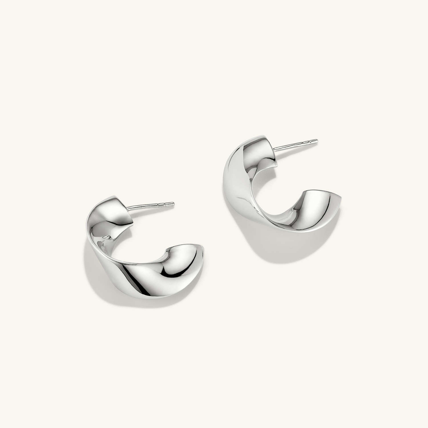 Unique Wave And Curved 14K Solid Gold Stud Earrings  customdiamjewel   