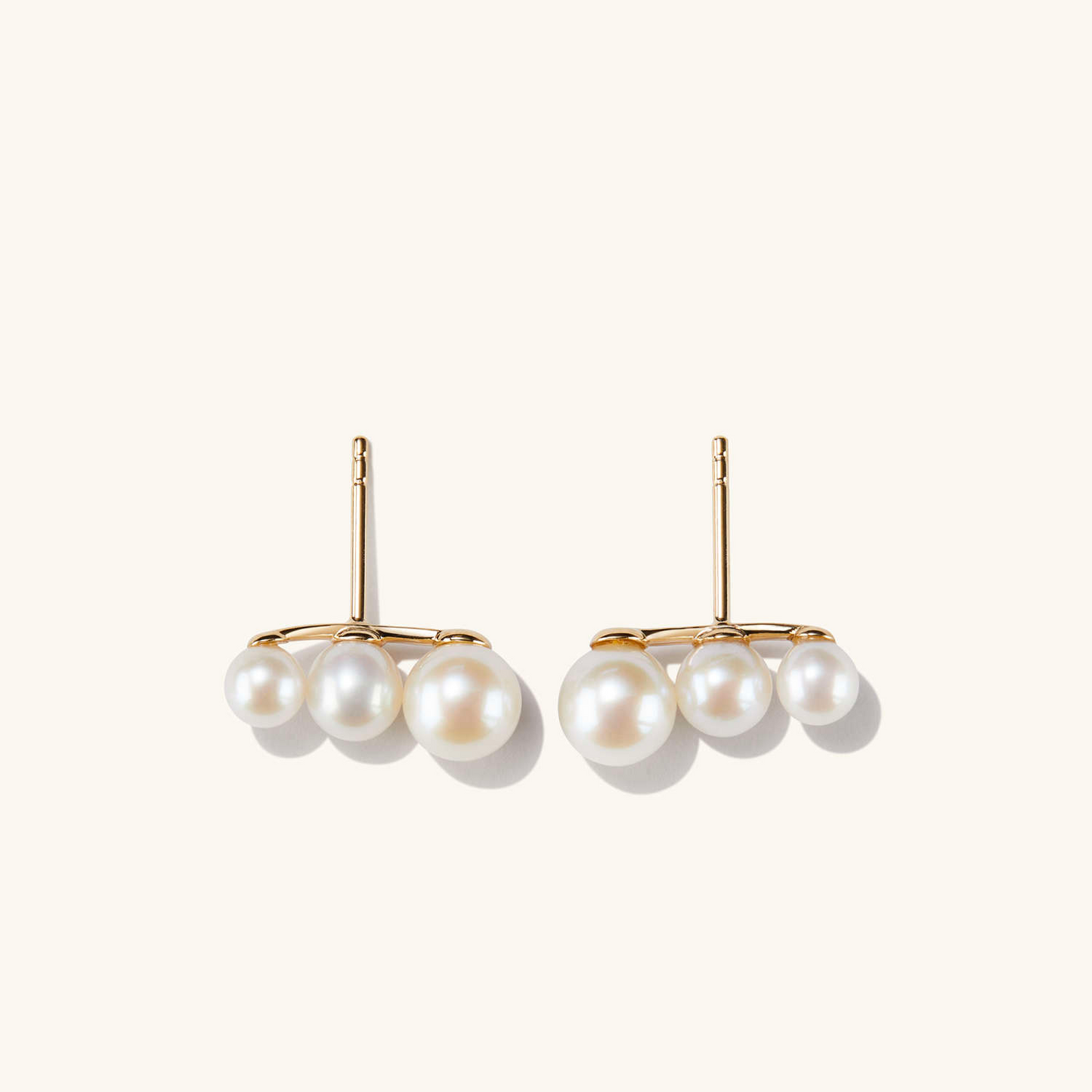 Contrast Pearl Climber 14K Gold Stud Earring  customdiamjewel   