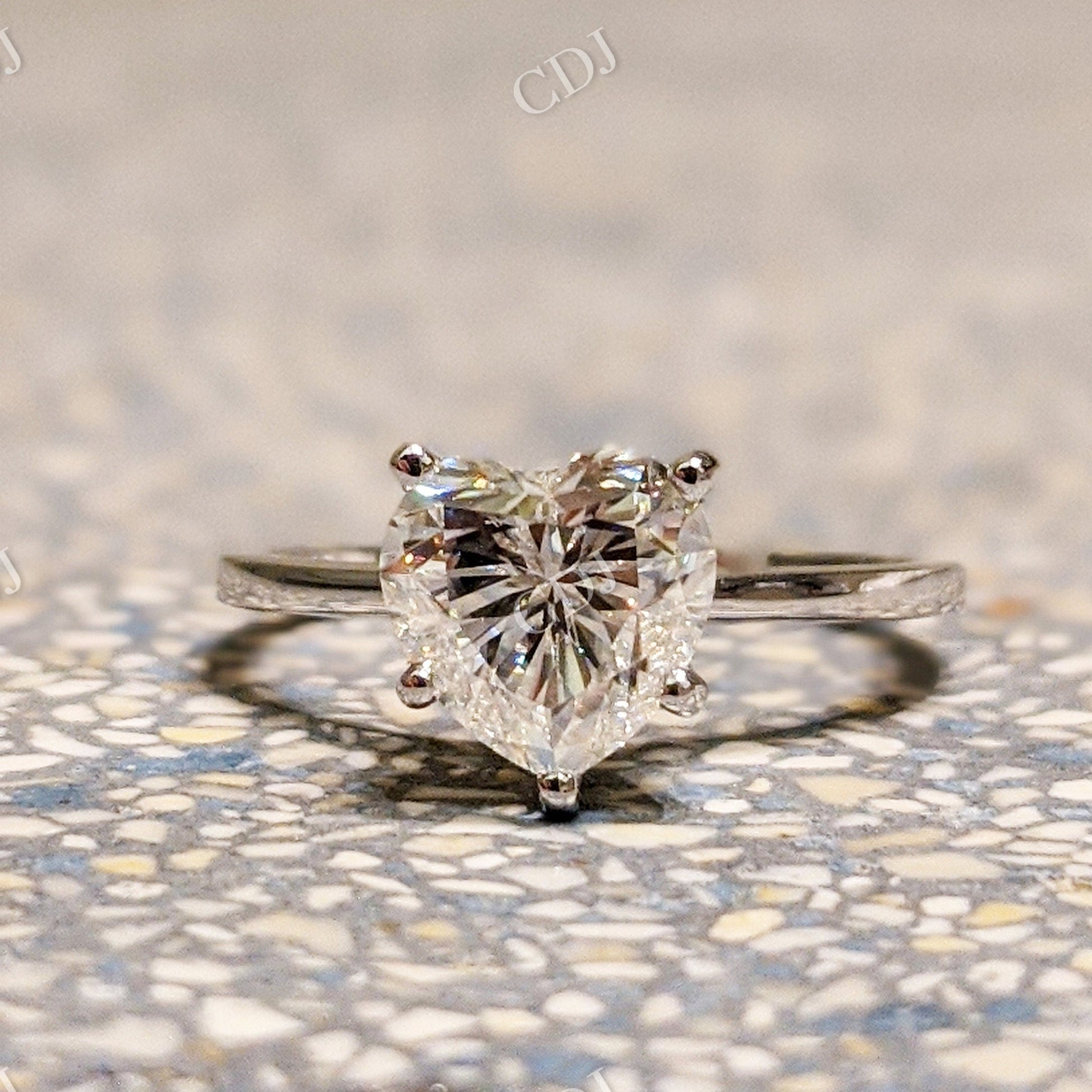 Solitaire Heart Cut Moissanite Engagement Ring  customdiamjewel 10 KT White Gold VVS-EF