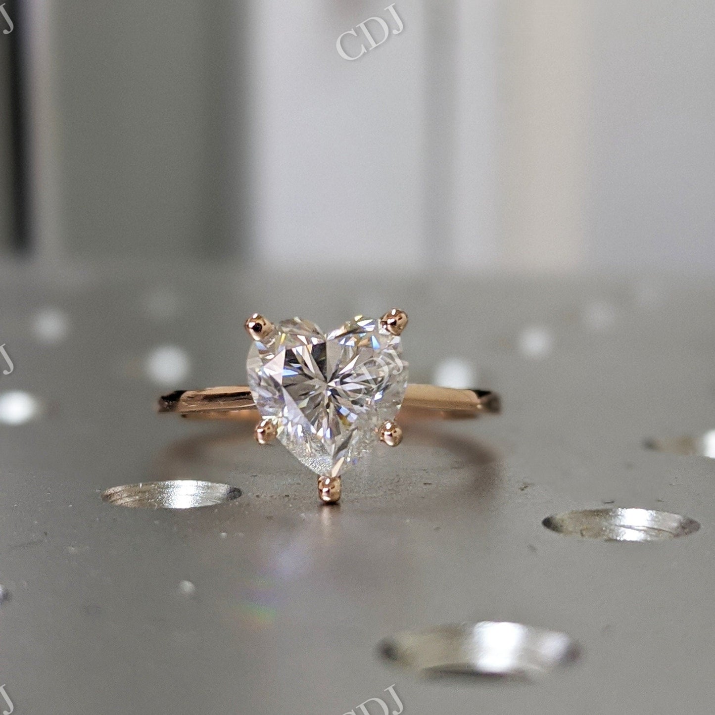 Solitaire Heart Cut Moissanite Engagement Ring  customdiamjewel 10 KT Rose Gold VVS-EF