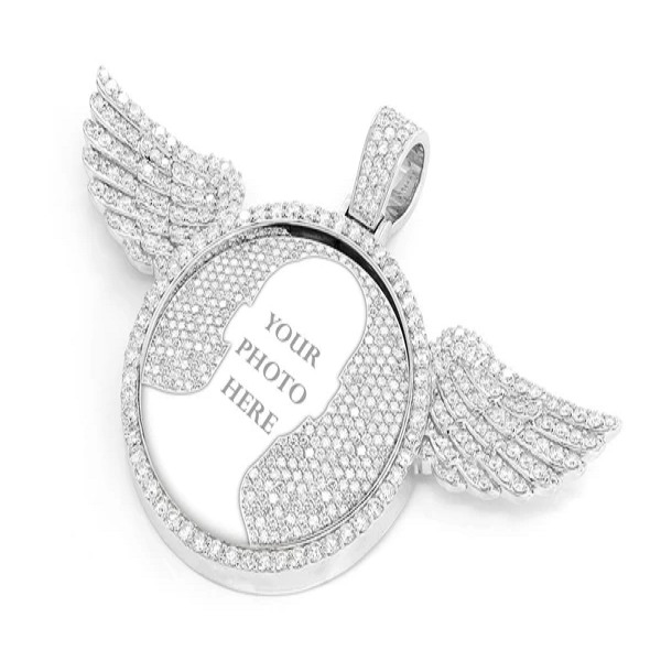 Hip Hop 10.50ctw Wings Picture Memory Pendant  customdiamjewel   