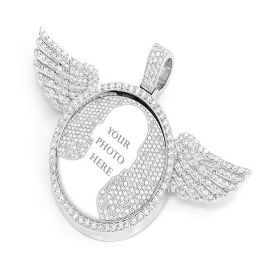 Hip Hop 10.50ctw Wings Picture Memory Pendant  customdiamjewel   