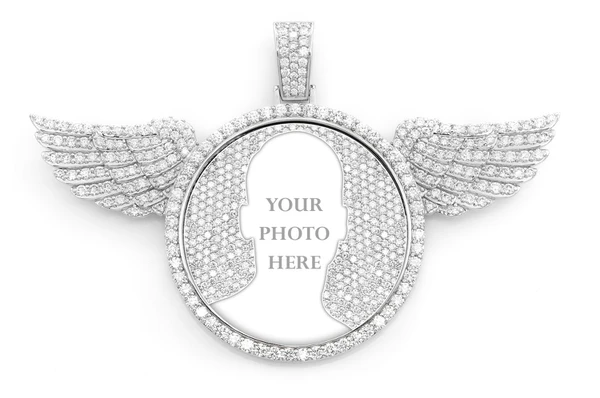 Hip Hop 10.50ctw Wings Picture Memory Pendant  customdiamjewel   