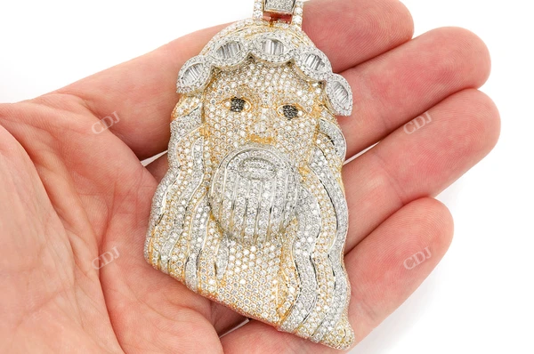 Large 15.00ctw Baguette Crown Jesus Pendant  customdiamjewel   