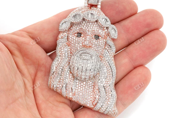 Large 15.00ctw Baguette Crown Jesus Pendant  customdiamjewel   