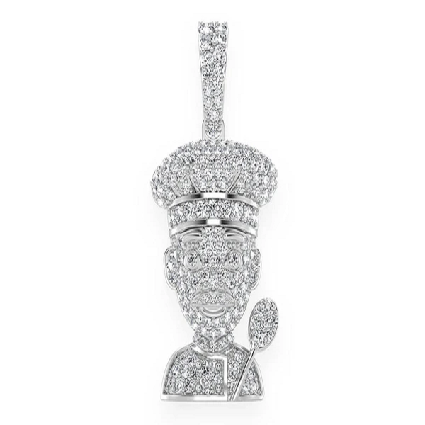 0.85CTW Diamond Chef Emoji Pendant  customdiamjewel   