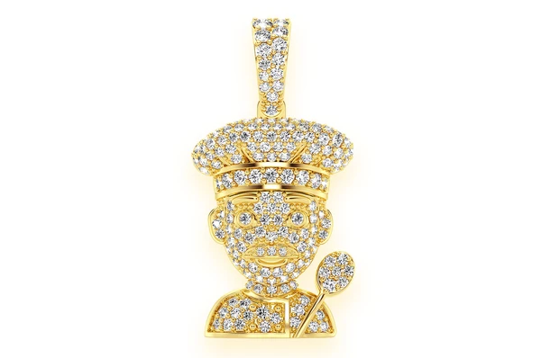 0.85CTW Diamond Chef Emoji Pendant  customdiamjewel   