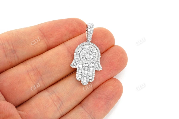 2.10CTW Baguette Hamsa Pendant  customdiamjewel   