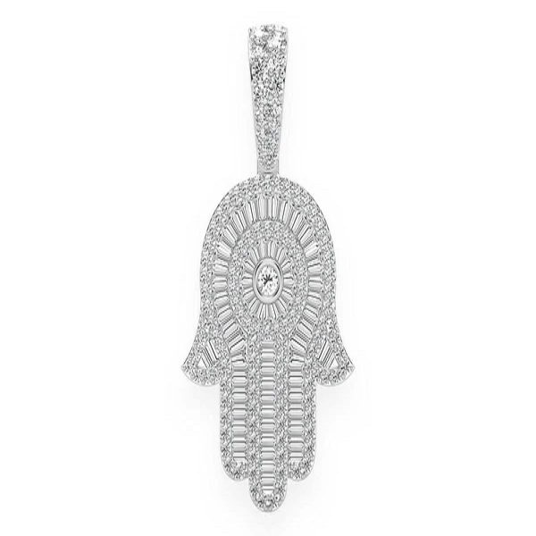 2.10CTW Baguette Hamsa Pendant  customdiamjewel   