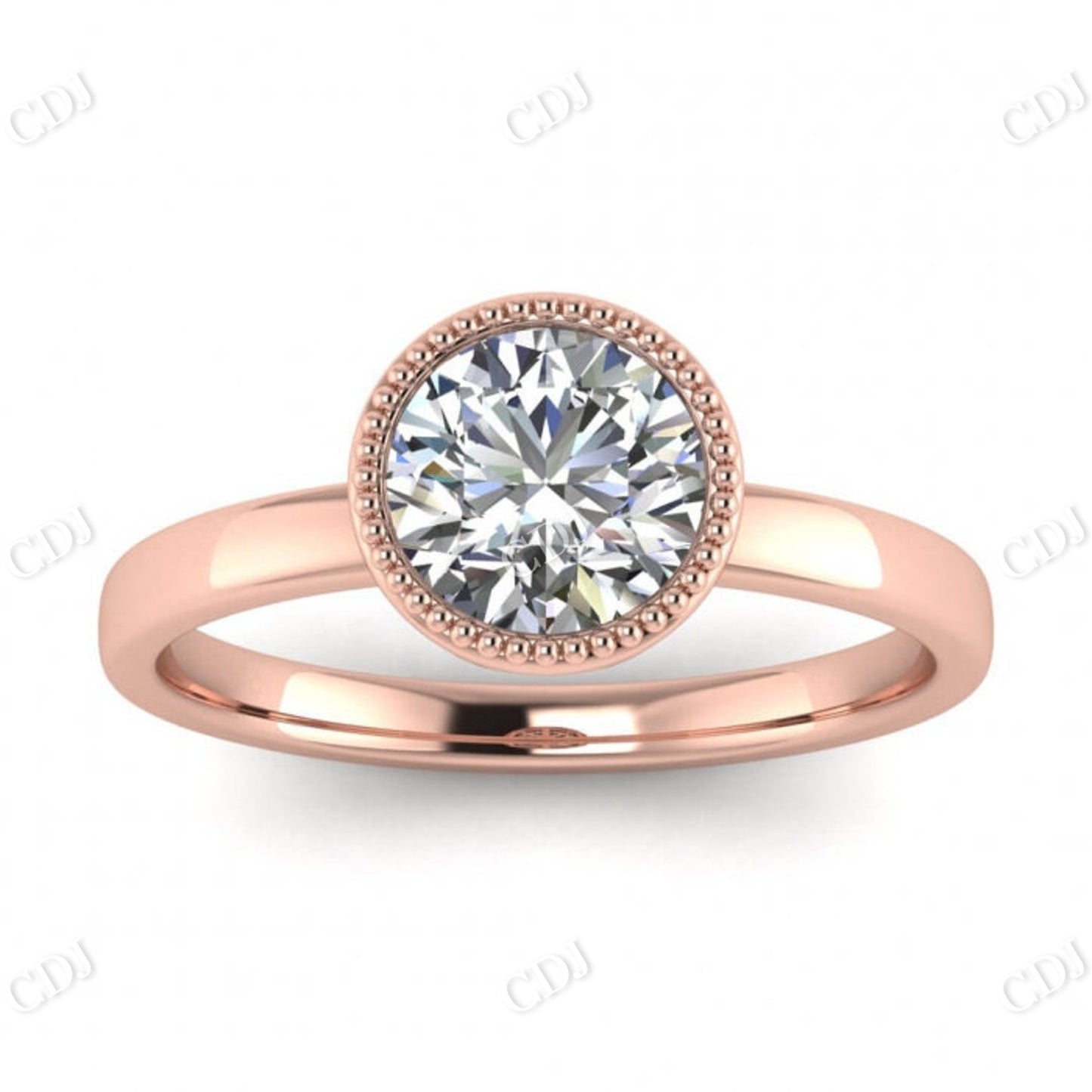 Miligrain Bezel Set White Gold Unique Moissanite Ring  customdiamjewel 10 KT Rose Gold VVS-EF