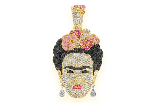 Large 11.00CTW Frieda Kahlo Pendant  customdiamjewel   