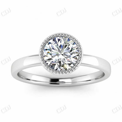 Miligrain Bezel Set White Gold Unique Moissanite Ring  customdiamjewel 10 KT White Gold VVS-EF