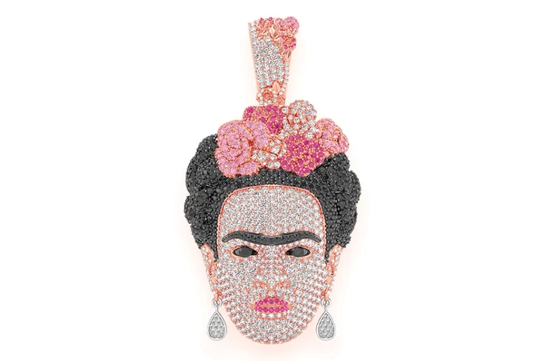 Large 11.00CTW Frieda Kahlo Pendant  customdiamjewel   