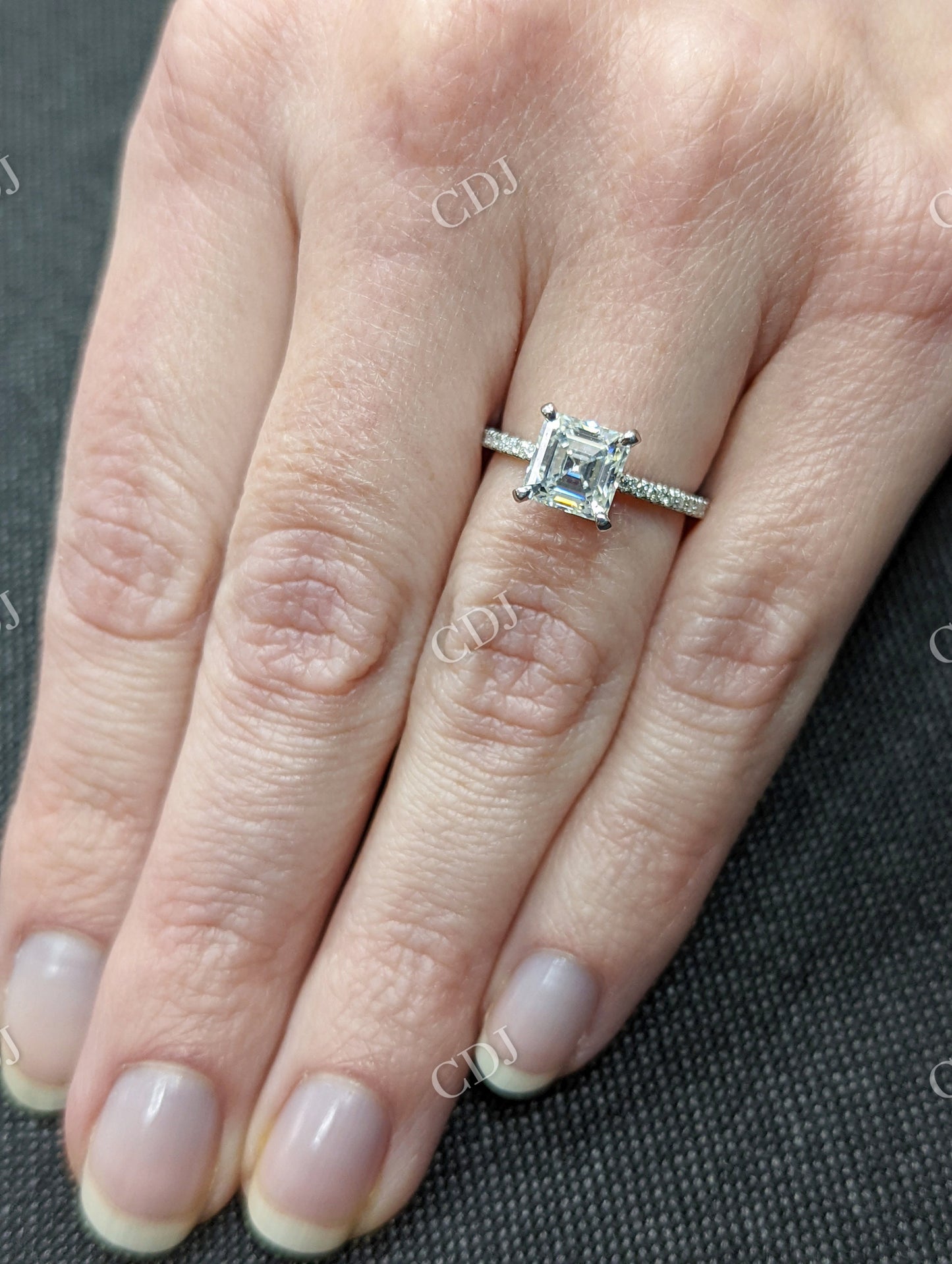 Asscher Cut Moissanite Stacking Engagement Ring  customdiamjewel   