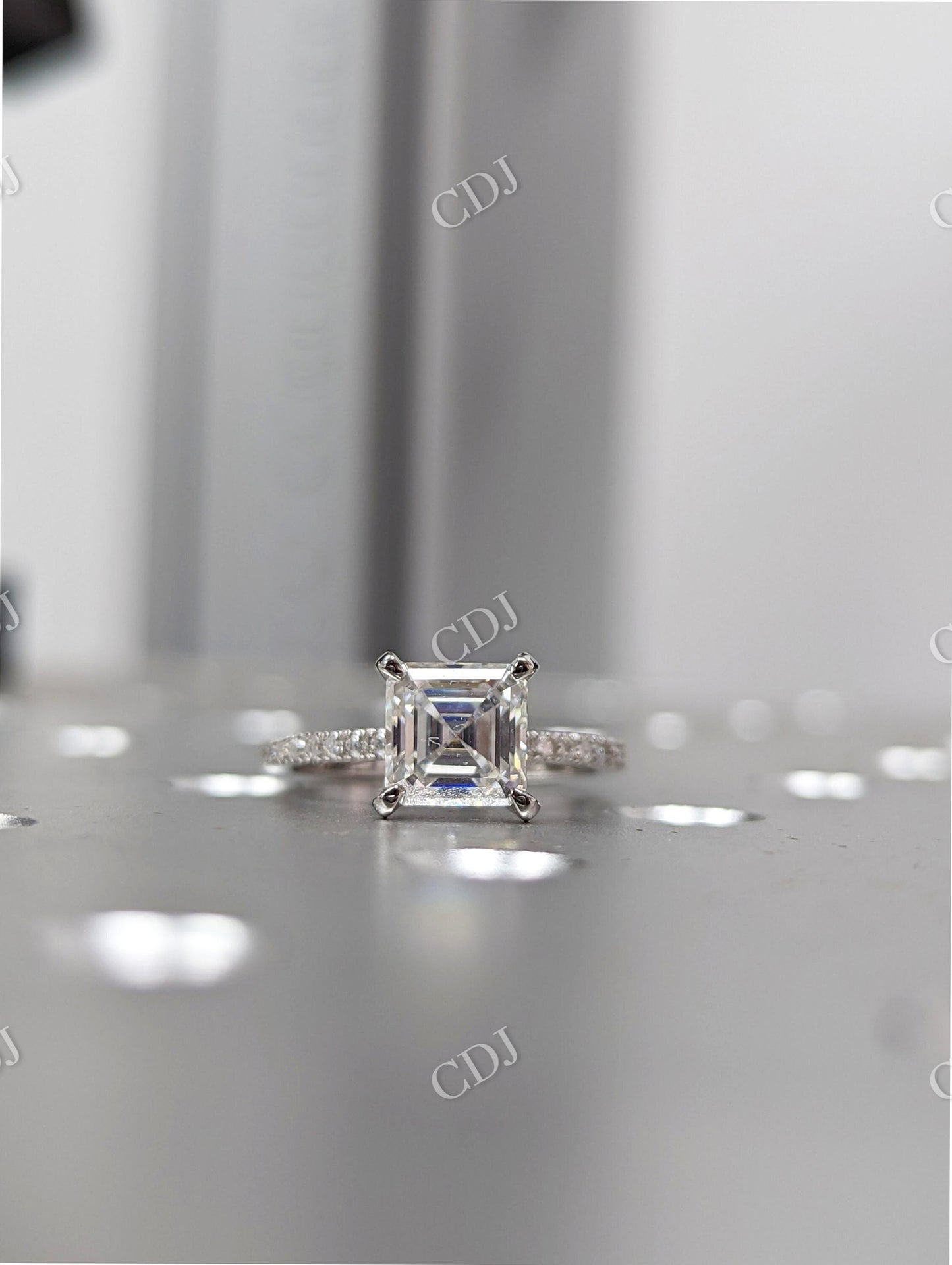 Asscher Cut Moissanite Stacking Engagement Ring  customdiamjewel   