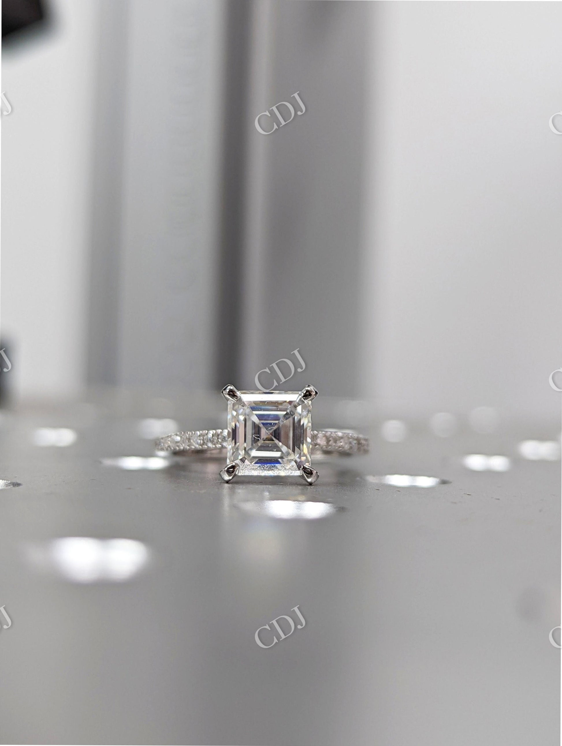 Asscher Cut Moissanite Stacking Engagement Ring  customdiamjewel   