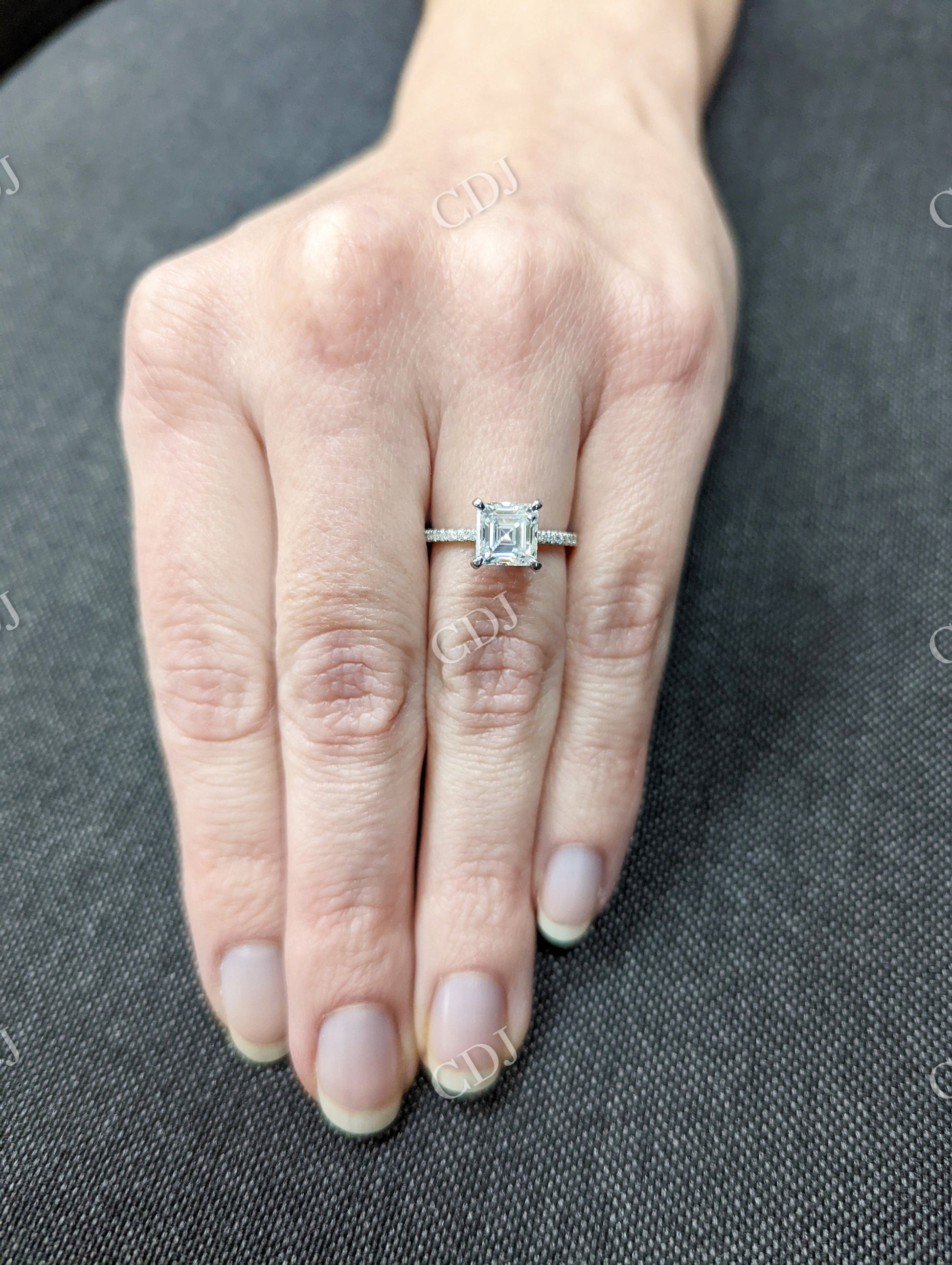 Asscher Cut Moissanite Stacking Engagement Ring  customdiamjewel   