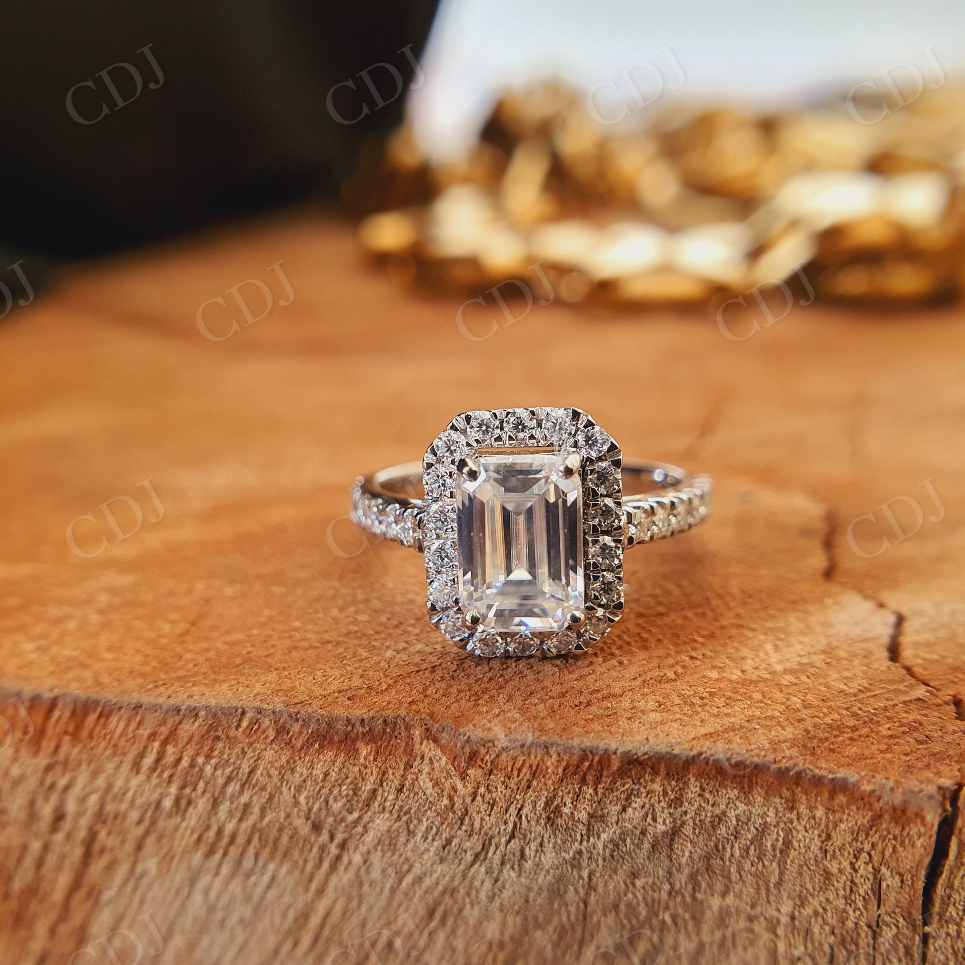 Emerald Cut Eternity Moissanite Engagement Ring  customdiamjewel   