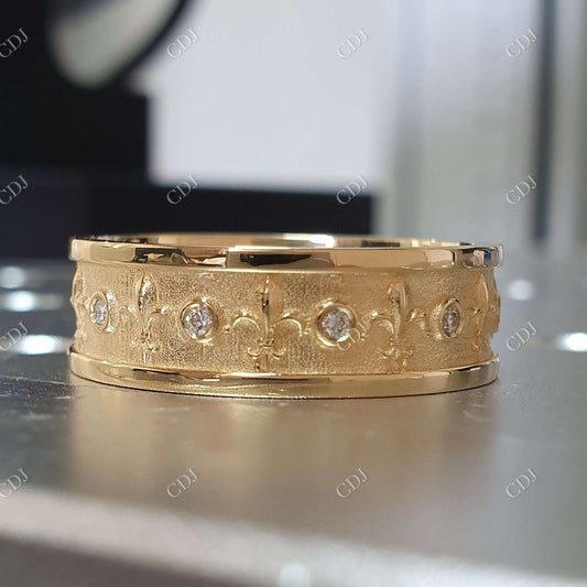 0.1CTW Fleur DE Lis Vintage Style Diamond Wedding Band  customdiamjewel   