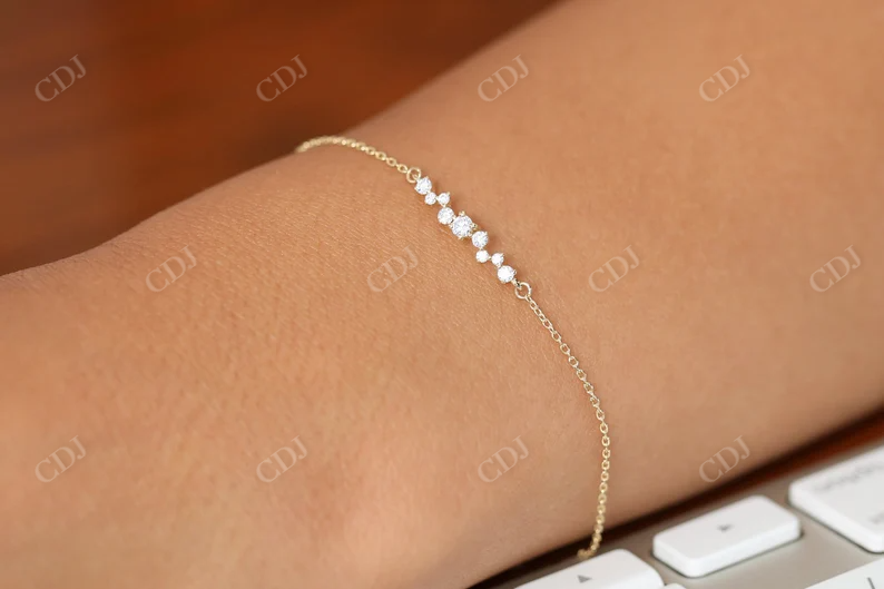 14K Solid Gold Multi Stone Natural Diamond Bracelet  customdiamjewel   