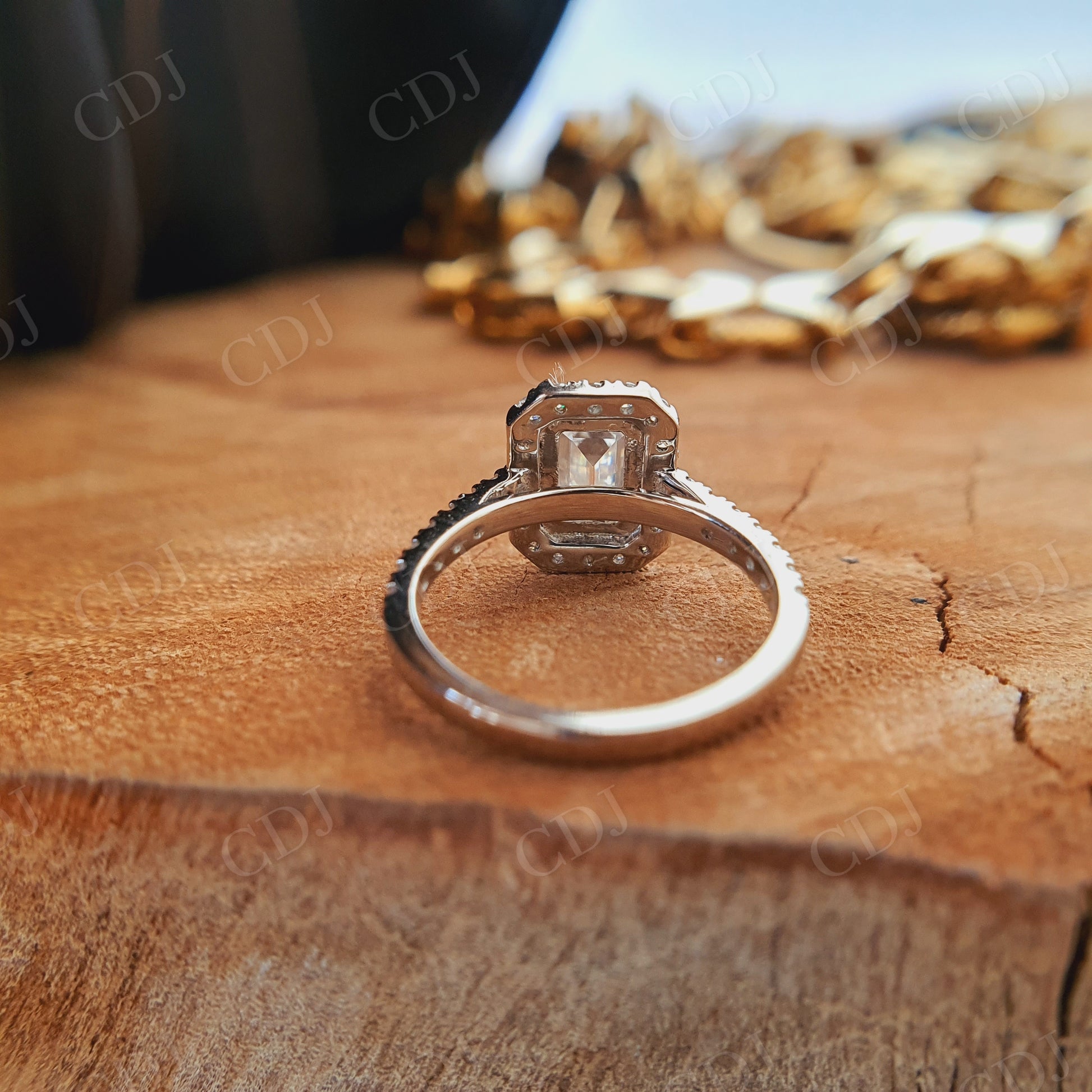 Emerald Cut Eternity Moissanite Engagement Ring  customdiamjewel   